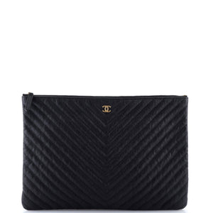 O Case Clutch Chevron Calfskin Large