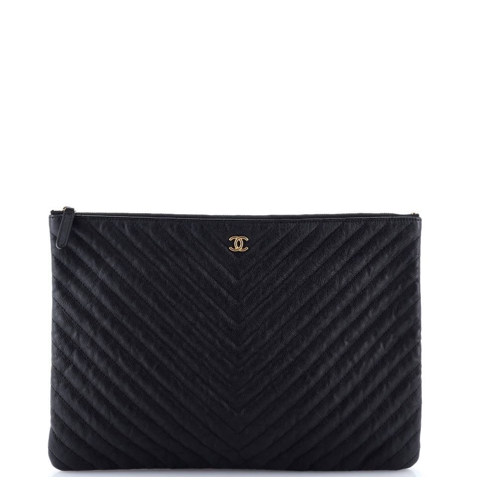 O Case Clutch Chevron Calfskin Large
