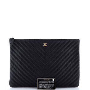 O Case Clutch Chevron Calfskin Large