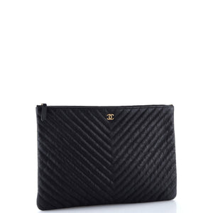 O Case Clutch Chevron Calfskin Large