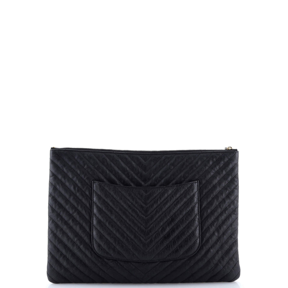 O Case Clutch Chevron Calfskin Large