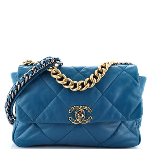 19 Flap Bag Quilted Leather Large