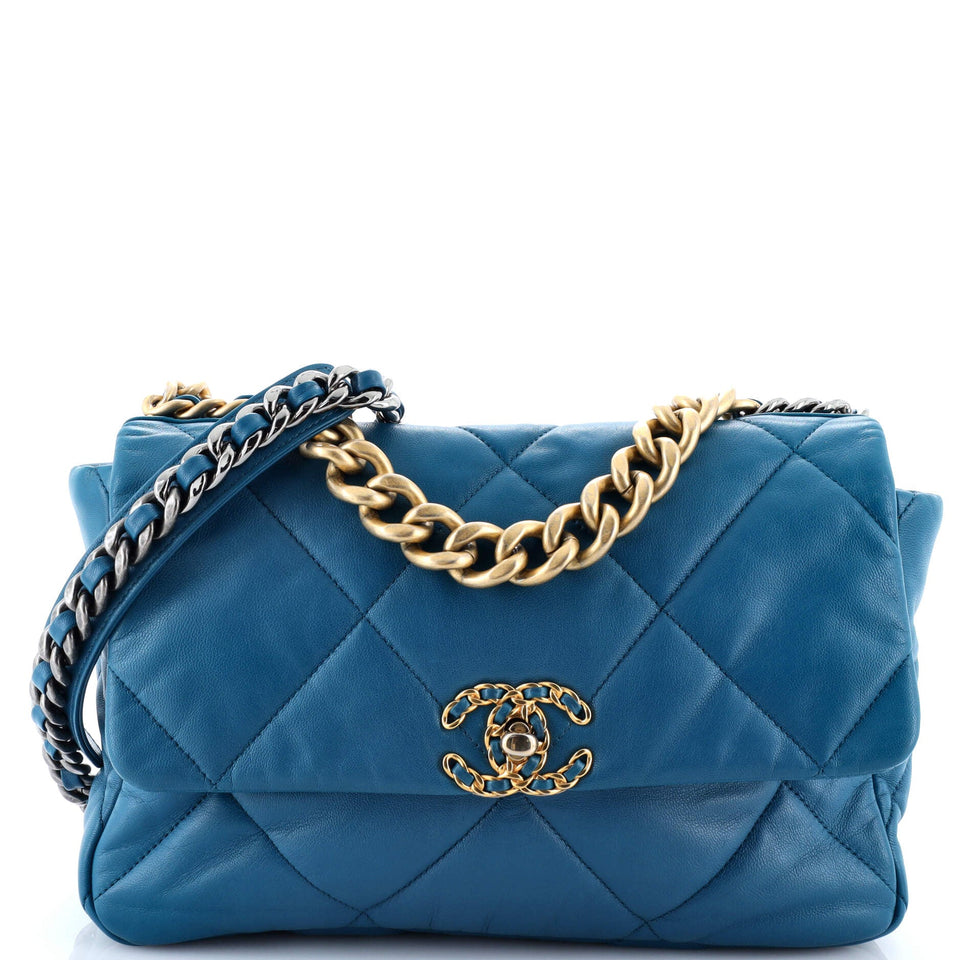 19 Flap Bag Quilted Leather Large