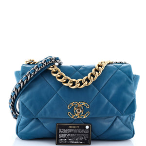 19 Flap Bag Quilted Leather Large