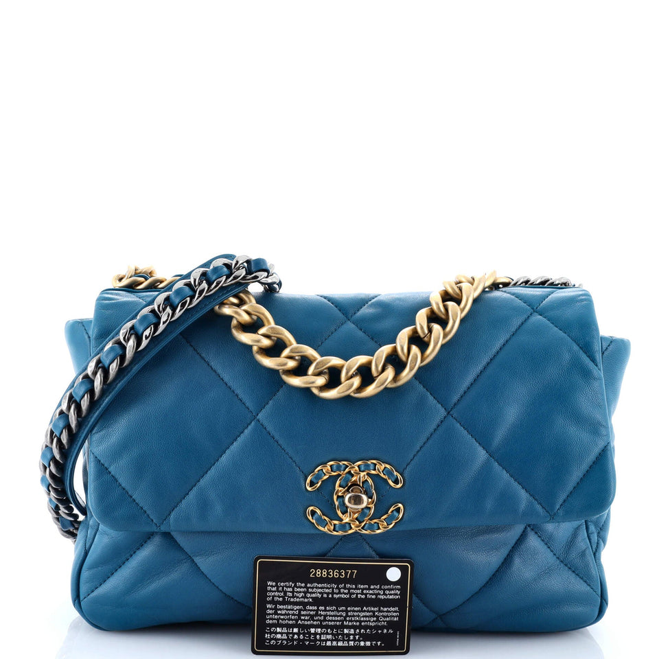 19 Flap Bag Quilted Leather Large