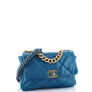 19 Flap Bag Quilted Leather Large