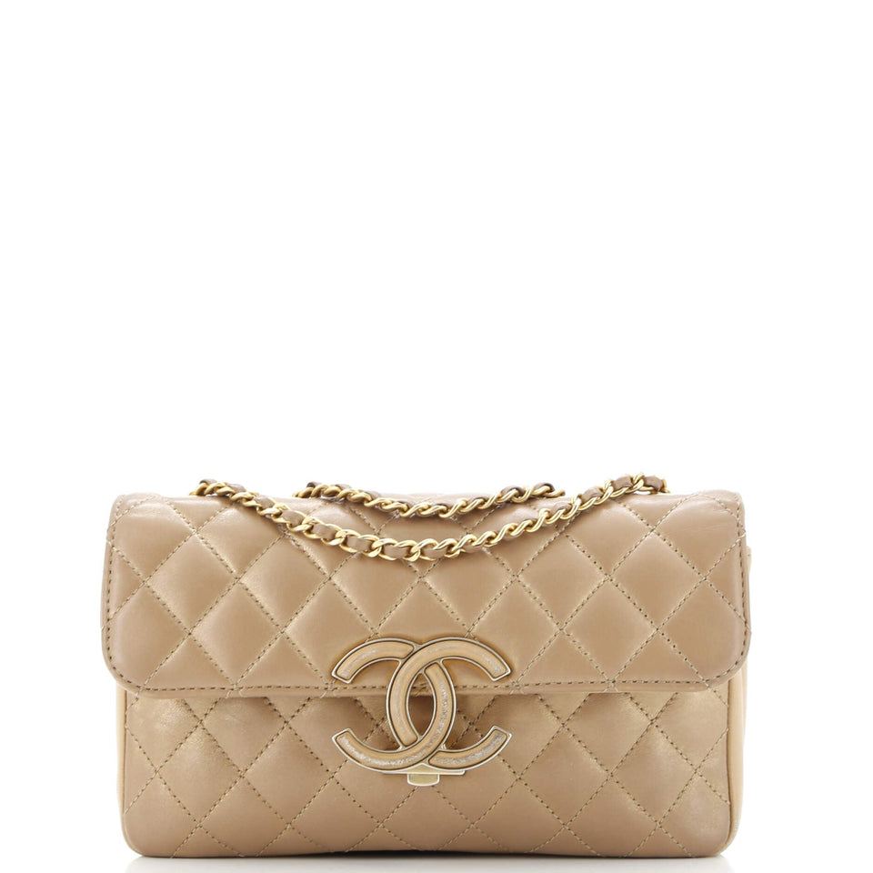 CC Chic Double Flap Bag Quilted Lambskin Small