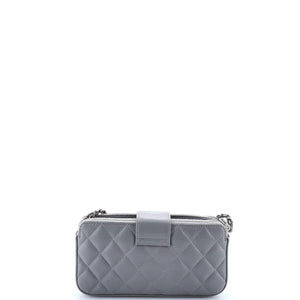 CC Box Double Zip Clutch with Chain Quilted Calfskin
