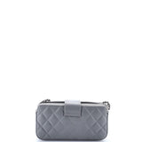 CC Box Double Zip Clutch with Chain Quilted Calfskin