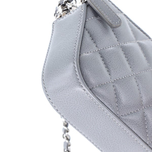 CC Box Double Zip Clutch with Chain Quilted Calfskin