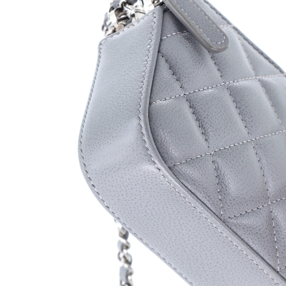 CC Box Double Zip Clutch with Chain Quilted Calfskin