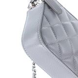 CC Box Double Zip Clutch with Chain Quilted Calfskin