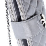 CC Box Double Zip Clutch with Chain Quilted Calfskin