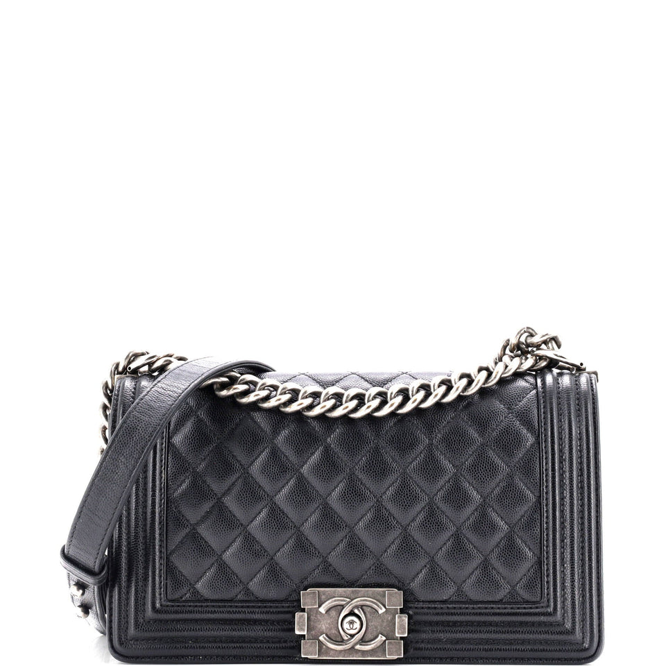 Boy Flap Bag Quilted Caviar Old Medium