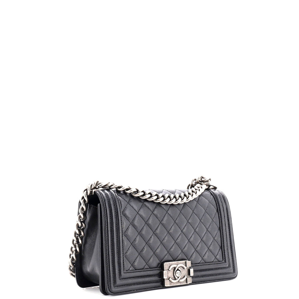 Boy Flap Bag Quilted Caviar Old Medium