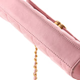 Top Handle Phone Holder with Chain Quilted Lambskin with Enamel