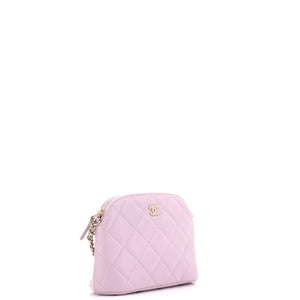CC Dome Zip Clutch with Chain Quilted Caviar Mini