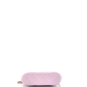 CC Dome Zip Clutch with Chain Quilted Caviar Mini