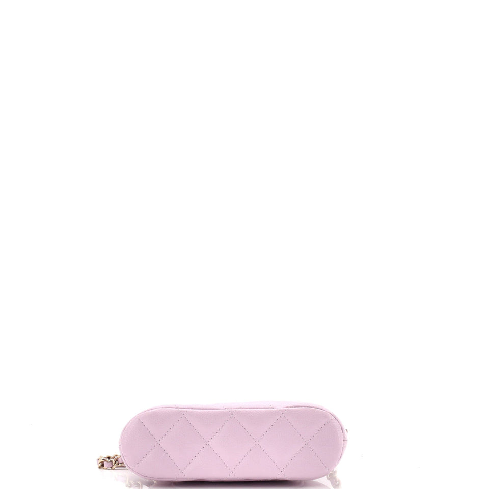 CC Dome Zip Clutch with Chain Quilted Caviar Mini