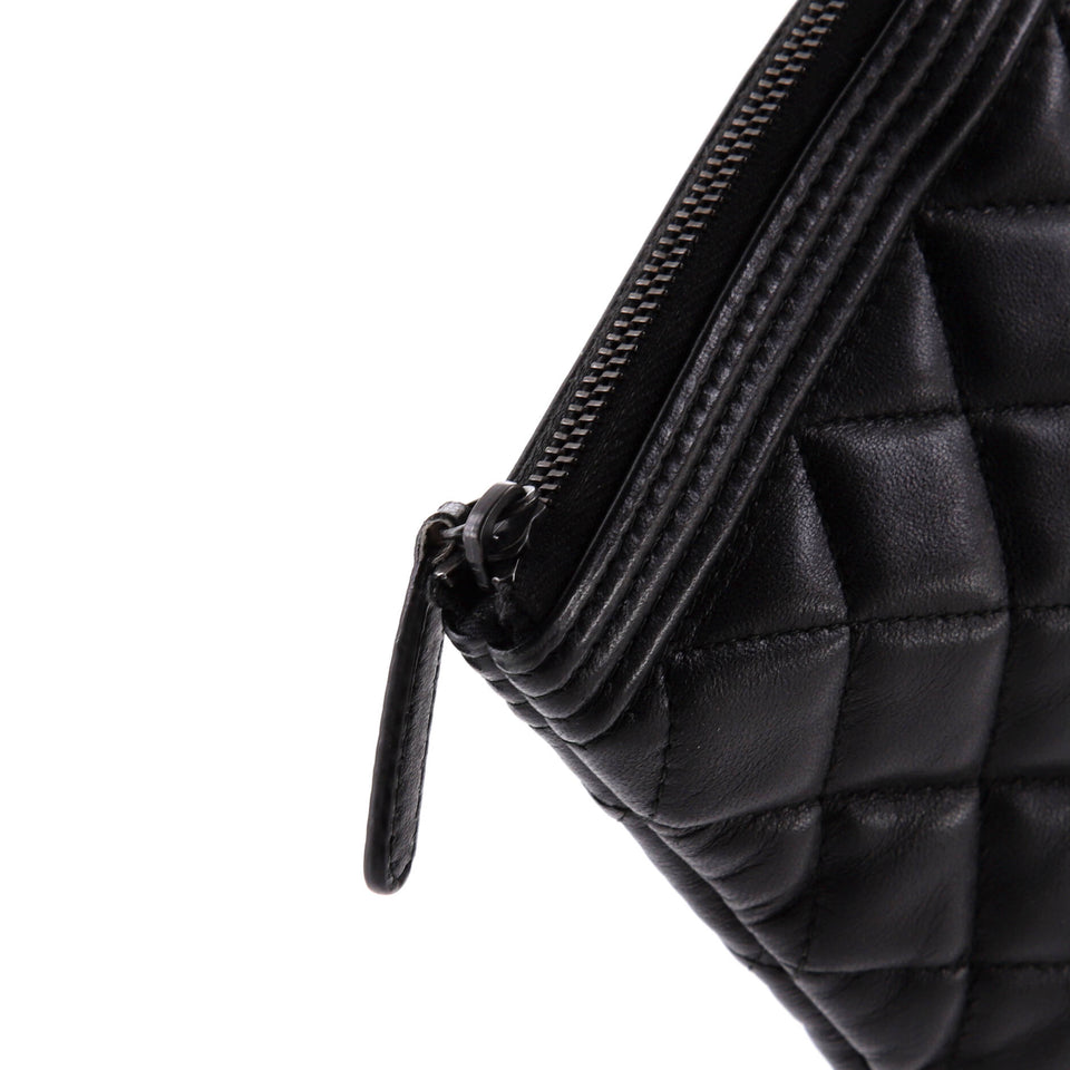 Boy O Case Clutch Quilted Lambskin Large