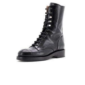 Women's Cap Toe CC Mid-Calf Combat Boots Leather