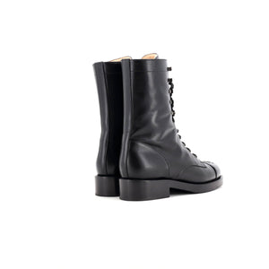 Women's Cap Toe CC Mid-Calf Combat Boots Leather