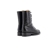 Women's Cap Toe CC Mid-Calf Combat Boots Leather