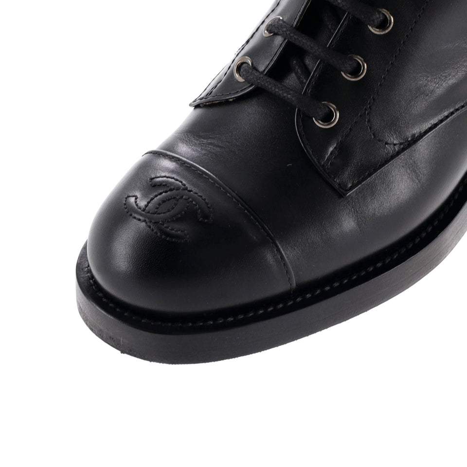 Women's Cap Toe CC Mid-Calf Combat Boots Leather