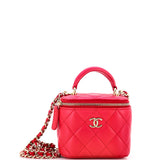 Classic Top Handle Vanity Case with Chain Quilted Lambskin Mini