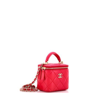 Classic Top Handle Vanity Case with Chain Quilted Lambskin Mini