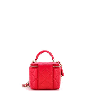 Classic Top Handle Vanity Case with Chain Quilted Lambskin Mini