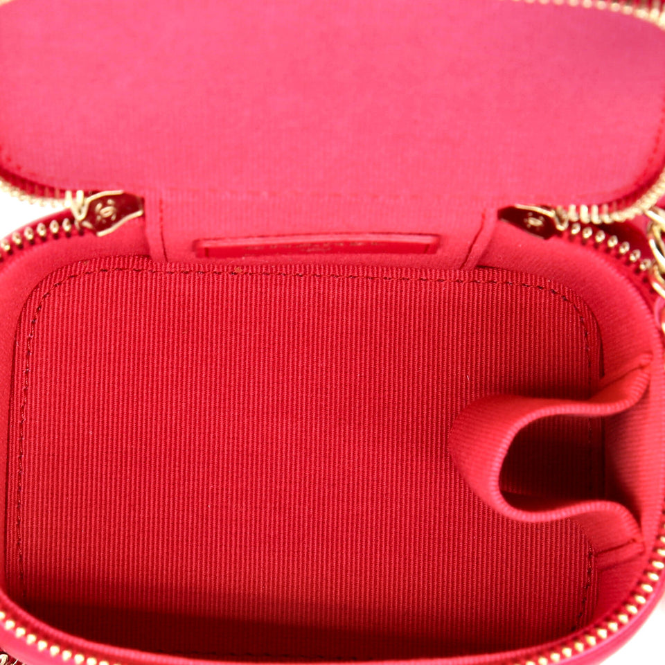 Classic Top Handle Vanity Case with Chain Quilted Lambskin Mini