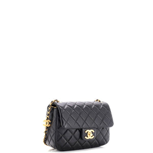 Coco de Toi Heart Chain Square Flap Bag Quilted Lambskin Small