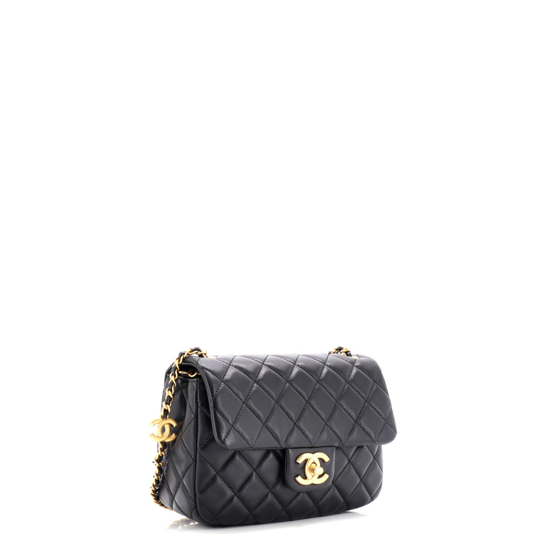 Coco de Toi Heart Chain Square Flap Bag Quilted Lambskin Small