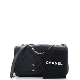Filigree Flap Bag Quilted Caviar Medium