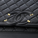Filigree Flap Bag Quilted Caviar Medium