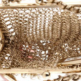 CC Charm Kisslock Frame Clutch with Chain Embellished Metal Mesh Mini