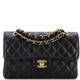 Classic Double Flap Bag Quilted Caviar Small