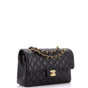 Classic Double Flap Bag Quilted Caviar Small