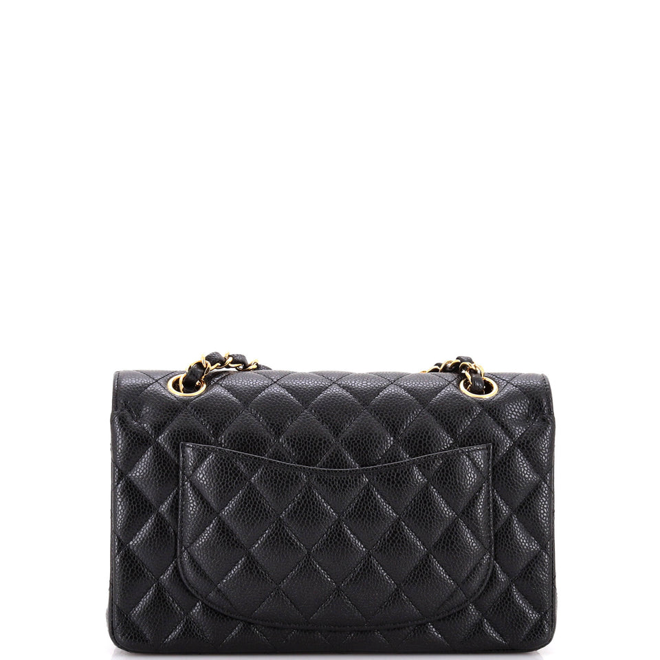 Classic Double Flap Bag Quilted Caviar Small