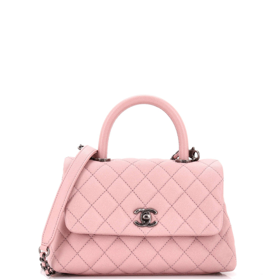 Coco Top Handle Bag Quilted Caviar Mini