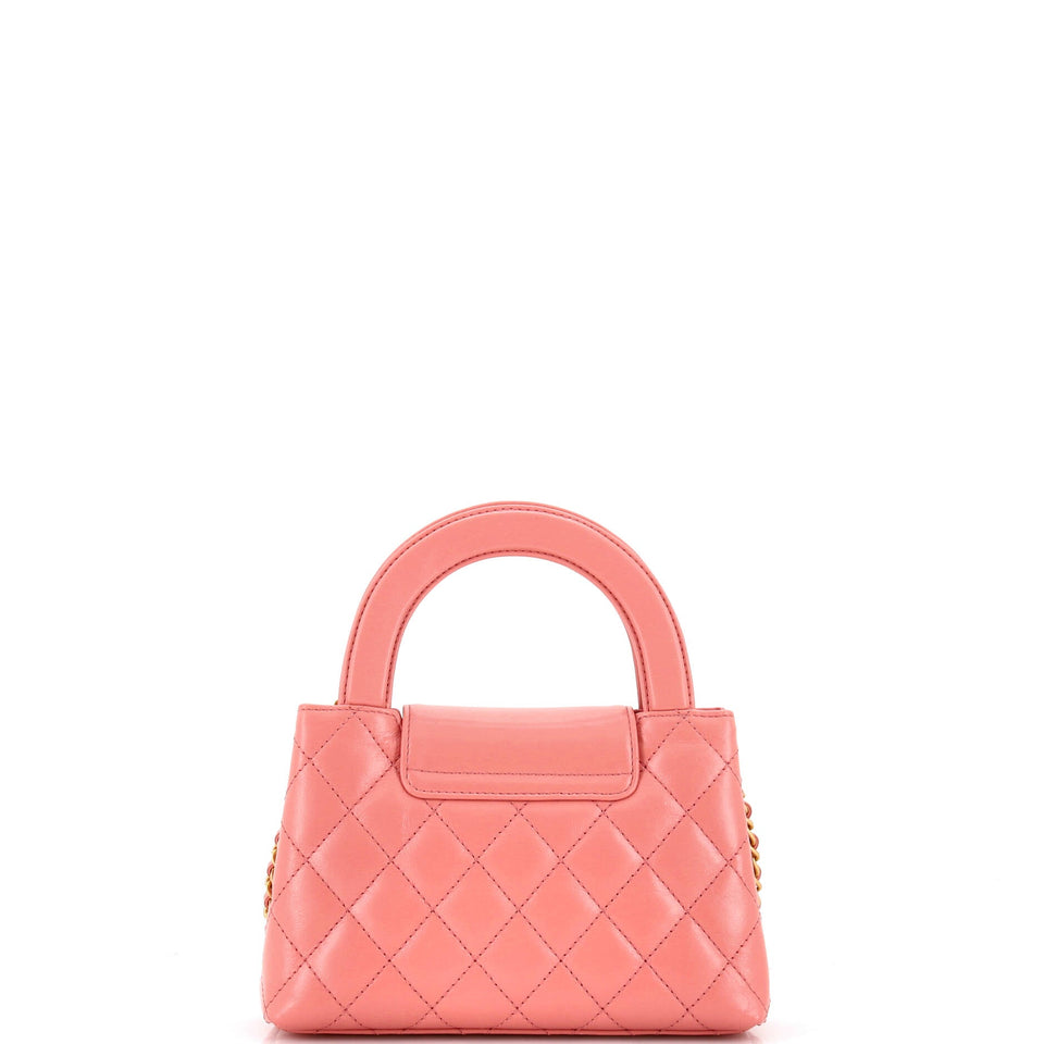 Kelly Top Handle Shopping Bag Quilted Shiny Aged Calfskin Mini
