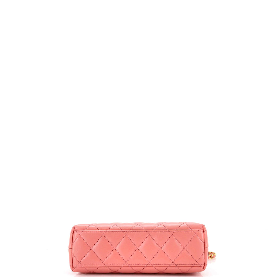 Kelly Top Handle Shopping Bag Quilted Shiny Aged Calfskin Mini