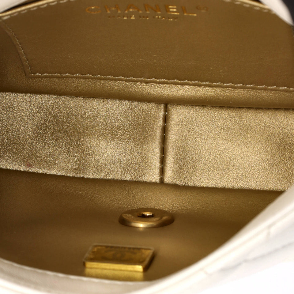 CC Pearl Chain Square Flap Bag Quilted Lambskin Mini