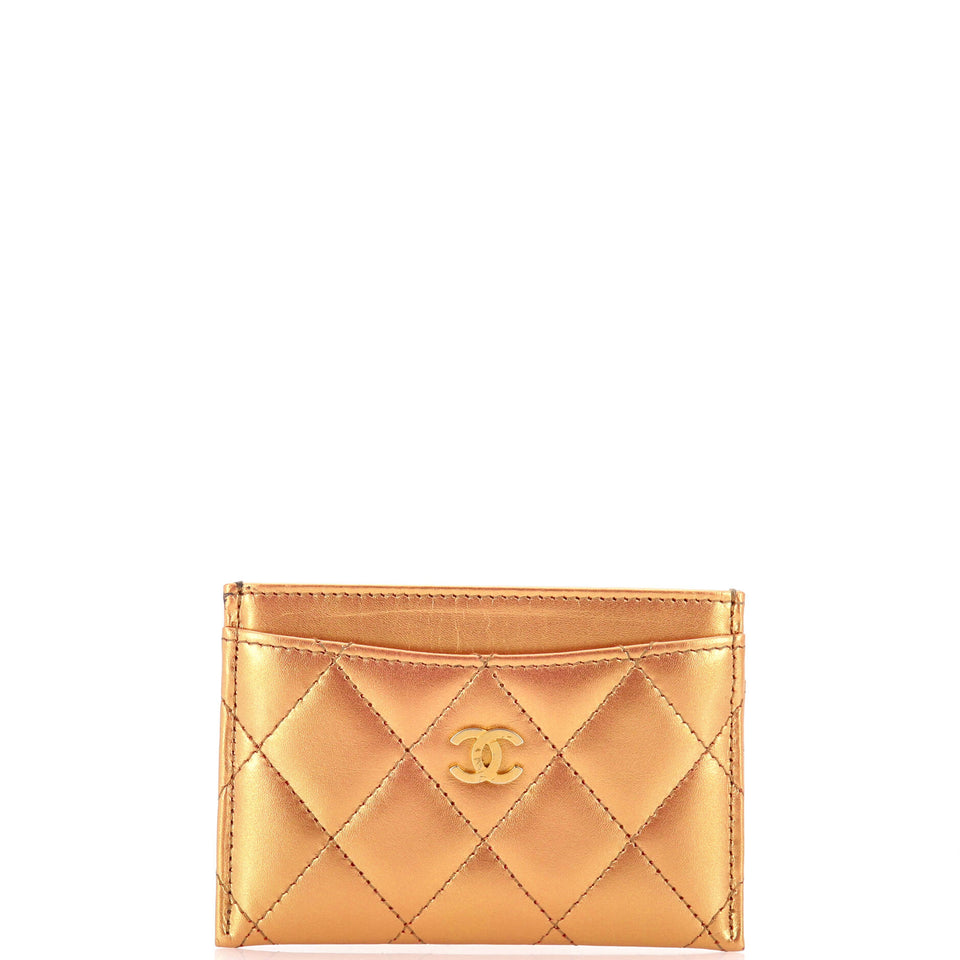Classic Card Holder Quilted Iridescent Lambskin