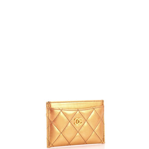 Classic Card Holder Quilted Iridescent Lambskin