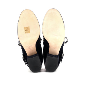 Women's Pearl Chain Strap Ankle Boots Corduroy