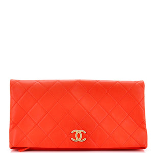 CC Foldover Clutch Quilted Lambskin Large