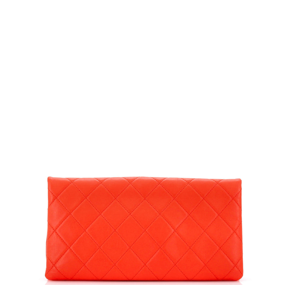 CC Foldover Clutch Quilted Lambskin Large