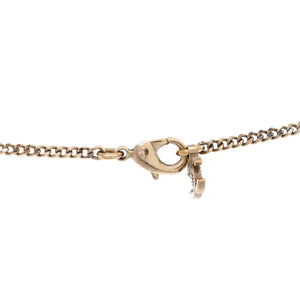 Scalloped CC Perfume Bottle Drop Pendant Necklace Metal with Crystals, Faux Pearls and Resin
